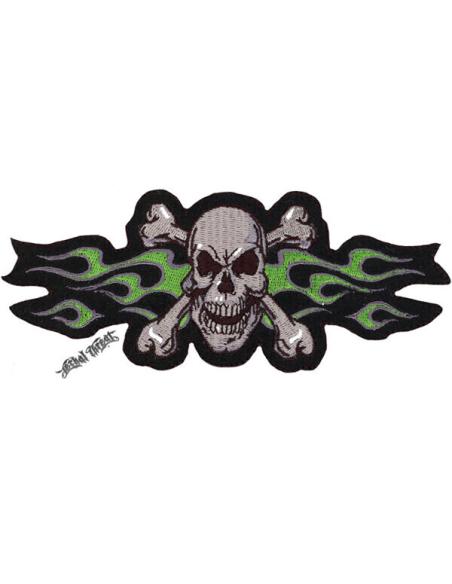 PATCH DO CRÂNIO DE CHAMA VERDE 6,5 X 15 CM