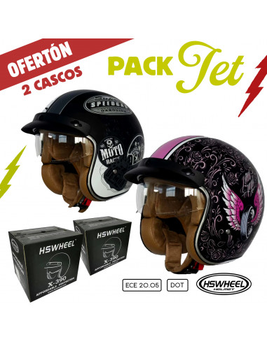 PACK OF TWO DECORATED X-390 JET HELMETS - SHARE & SAVE