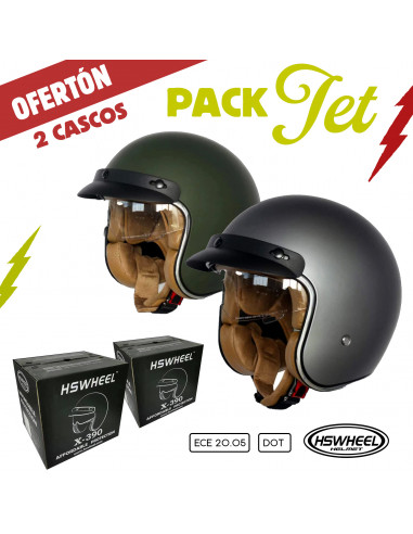 PACK OF TWO JET HELMETS X-390 WITH GOGGLES