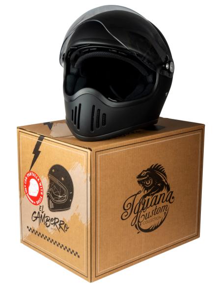 CAPACETE FACIAL COMPLETO EL MAS GAMBERRO COM ECRÃ PRETO MATE POR COSTUME IGUANA