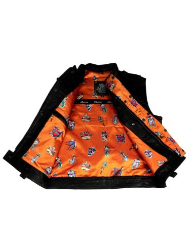 LA VISION LEATHER BIKER VEST WITH REFLECTORS BY ICC