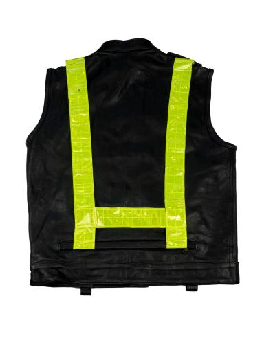 LA VISION LEATHER BIKER VEST WITH REFLECTORS BY ICC