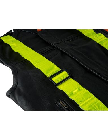 Comprar Chaleco Motero De Cuero La Vision Con Reflectantes De Icc a precio de oferta