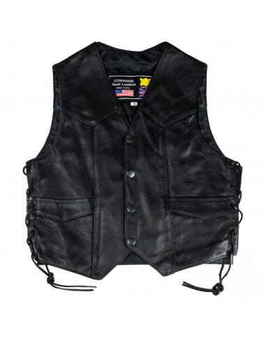 CHILDREN'S LEATHER VEST WITH SIDE DRAWSTRINGS