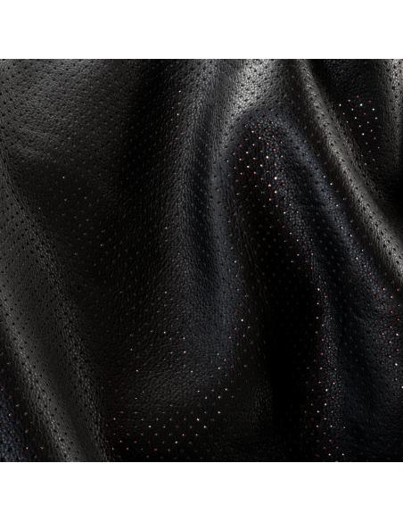 BRONTOLO PERFORATED LEATHER BIKER VEST WITH BLACK LINING