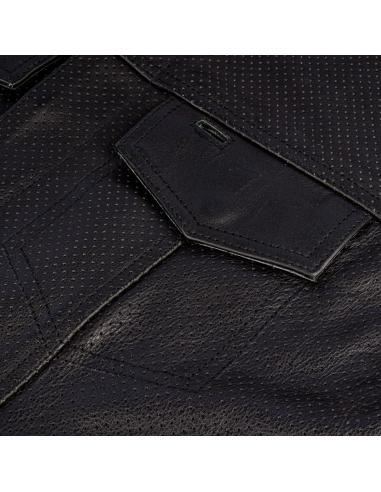 Comprar Chaleco Motero De Piel Perforada Brontolo Con Forro Negro a precio de oferta