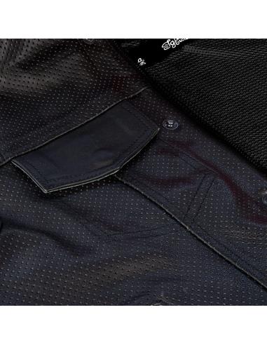 GILET MOTARD EN CUIR PERFORÉ BRONTOLO AVEC DOUBLURE NOIRE