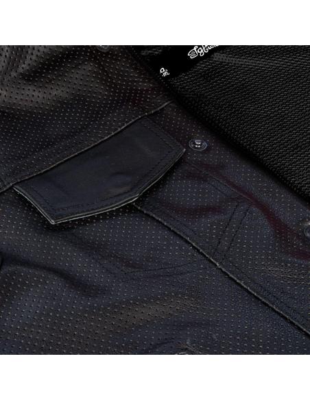 BRONTOLO PERFORATED LEATHER BIKER VEST WITH BLACK LINING
