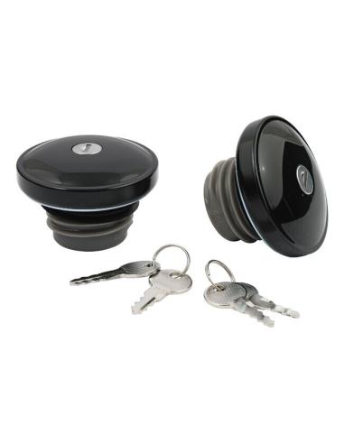 JEU DE BOUCHONS LISSES NOIRS POUR HARLEY AVEC CLÉ (2 PCS.)
