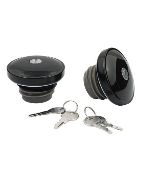 JEU DE BOUCHONS LISSES NOIRS POUR HARLEY AVEC CLÉ (2 PCS.)