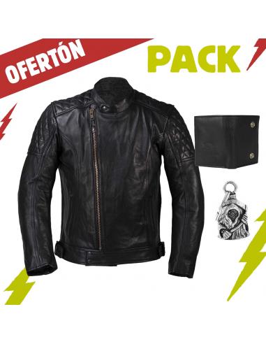 PACK OF LEATHER JACKET ENTHUSIASM  WALLET AND GUARDIAN BELL