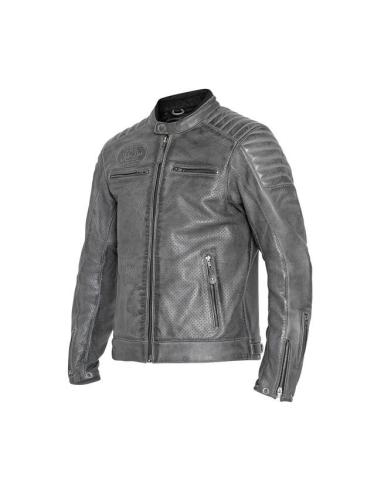 Acquista Giacca in Pelle Traforata John Doe Storm Grigio a prezzo scontato