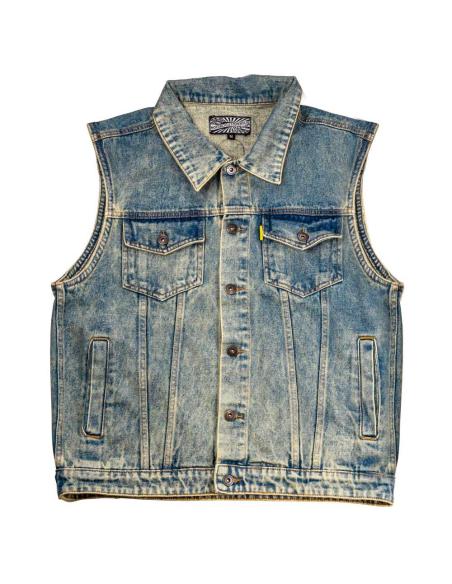 GILET DENIM BLEU DÉLAVÉ MCS