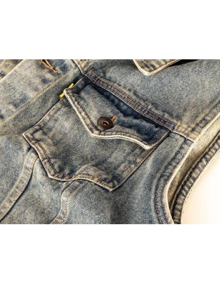 GILET DENIM BLEU DÉLAVÉ MCS