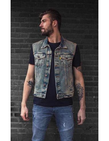 GILET DENIM BLEU DÉLAVÉ MCS