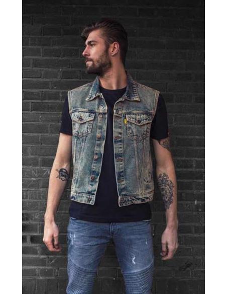 Acquista Gilet Denim Blu Lavato Mcs a prezzo scontato
