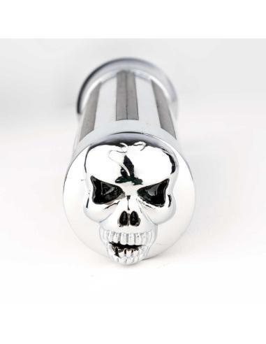 Comprar Puños Custom Rail Skull Cromados Para Manillar De 25 Mm. a precio de oferta