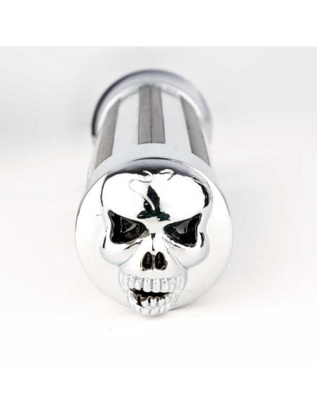 Comprar Puños Custom Rail Skull Cromados Para Manillar De 25 Mm. a precio de oferta