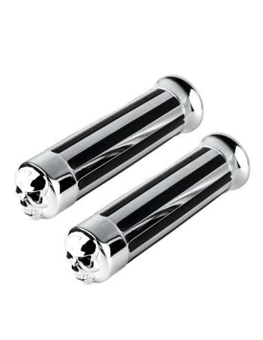 GRIPS RAIL SKULL CHROME FOR CUSTOM 25 MM HANDLEBARS.