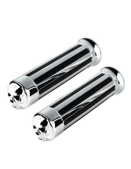 PUNHO CROMADO RAIL SKULL PARA GUIADOR CUSTOM DE 25MM.