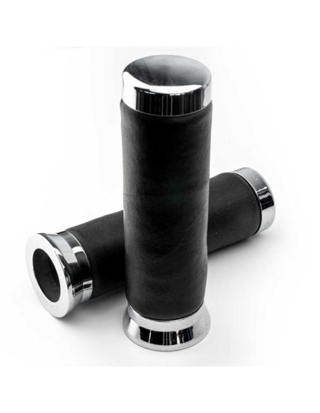 Comprar Puños Con Terminales Cromados En Símil Piel De 25 Mm. a precio de oferta