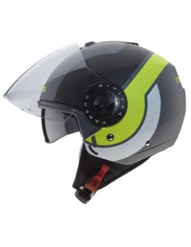 Comprar Casco Jet Doble Visor Caberg Riviera V3 Sway Antracita Amarillo Blanco a precio de oferta