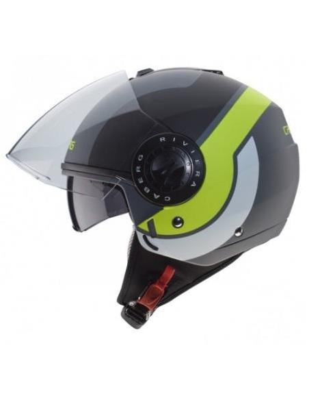 Comprar Casco Jet Doble Visor Caberg Riviera V3 Sway Antracita Amarillo Blanco a precio de oferta