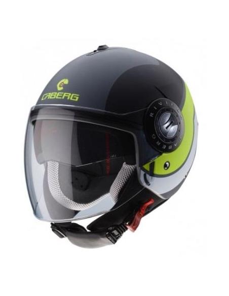 CAPACETE DUPLO VISEIRA JET CABERG RIVIERA V3 SWAY ANTRACITE AMARELO BRANCO