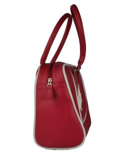 BOLSA SIMULADA DE COURO VERMELHO COM ESTRELA BRANCA 2