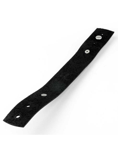 PULSEIRA DE COURO PRETO AJUSTÁVEL DE 24 CM