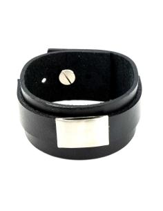 BRACELET EN CUIR NOIR RÉGLABLE DE 24 CM