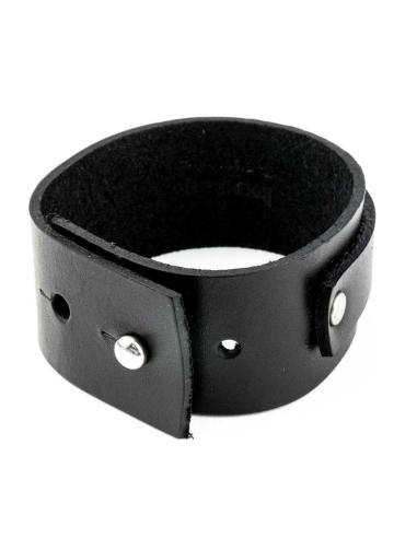 PULSEIRA DE COURO PRETO AJUSTÁVEL DE 24 CM