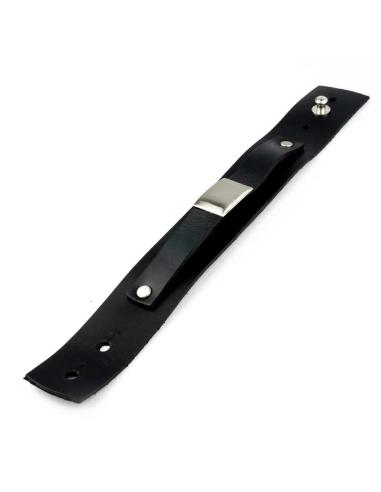 PULSEIRA DE COURO PRETO AJUSTÁVEL DE 24 CM