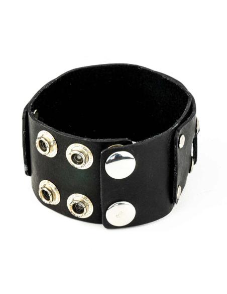 LEATHER BRACELET XXX BLACK WITH HOOKS 24 CM