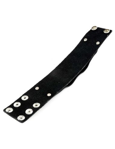 LEATHER BRACELET XXX BLACK WITH HOOKS 24 CM