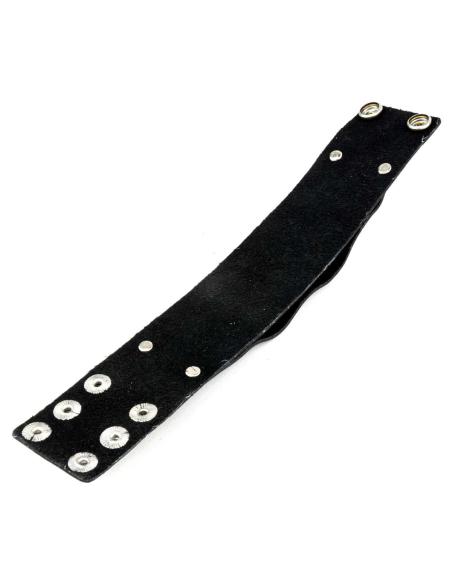 BRACELET EN CUIR XXX NOIR AVEC CROCHETS 24 CM