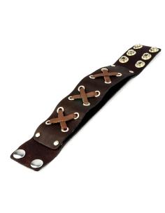 LEATHER BRACELET XXX BROWN WITH HOOKS 24 CM 2