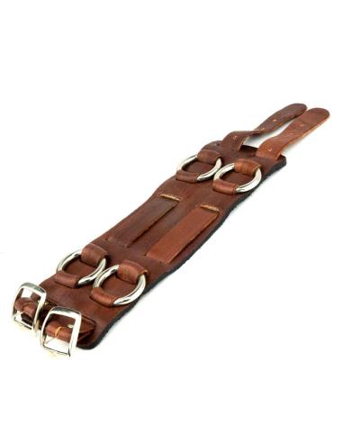 BRACELET EN CUIR BRUN AVEC DOUBLE BOUCLE DE 25 CM.
