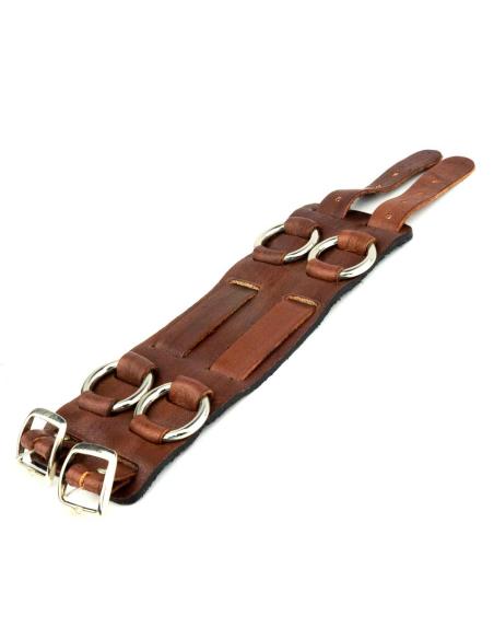 PULSEIRA DE COURO CASTANHO COM FIVELA DUPLA DE 25 CM.