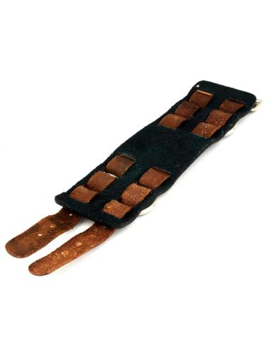 BRACELET EN CUIR BRUN AVEC DOUBLE BOUCLE DE 25 CM.