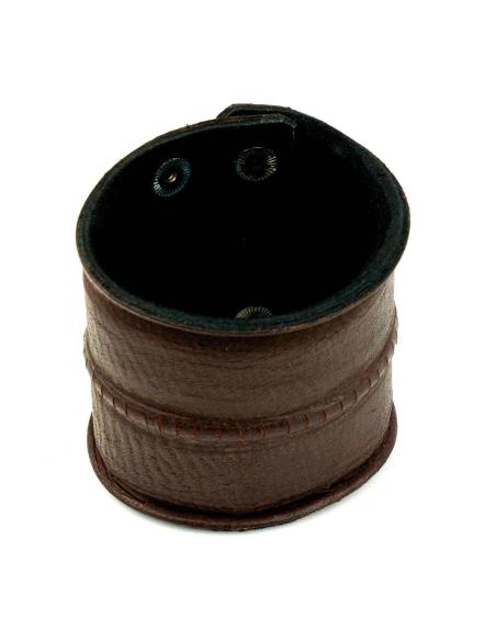 BRACELETE LARGA DE COURO CASTANHO 24 X 7 CM. ESTILO ROMAN