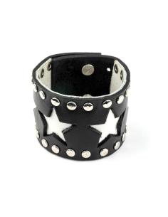 BRACELET EN CUIR AVEC ÉTOILES BLANCHES 24 CM 2