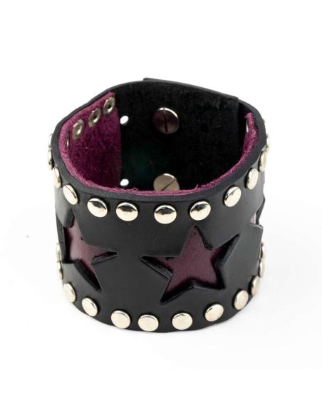 Comprar Pulsera De Cuero Con Estrellas Moradas 24 Cm a precio de oferta