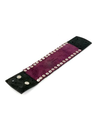 LEATHER BRACELET WITH PURPLE STARS 24 CM