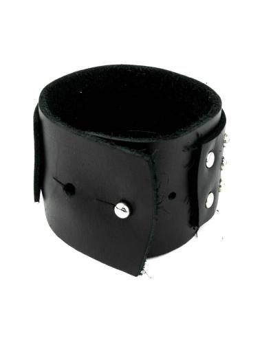 PULSEIRA DE COURO DE 23 CM COM TACHAS REDONDAS