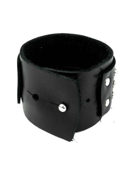 BRACELET EN CUIR DE 23 CM AVEC DES CLOUS RONDS