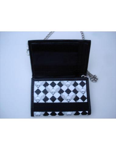 PORTEFEUILLE CHECKERS SKULLS AND WINGS