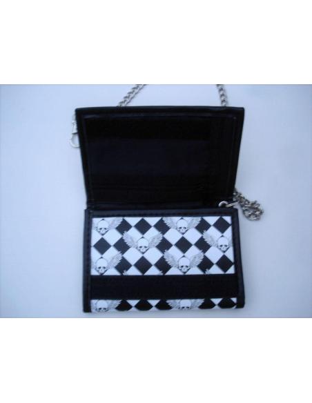 PORTEFEUILLE CHECKERS SKULLS AND WINGS