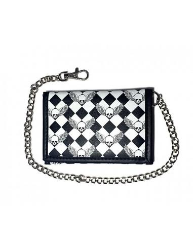 CHECKERS SKULL AND WINGS WALLET