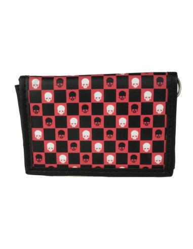Comprar Cartera Damero Rojo Y Negro Con Calaveras a precio de oferta